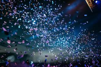 people partying with confetti